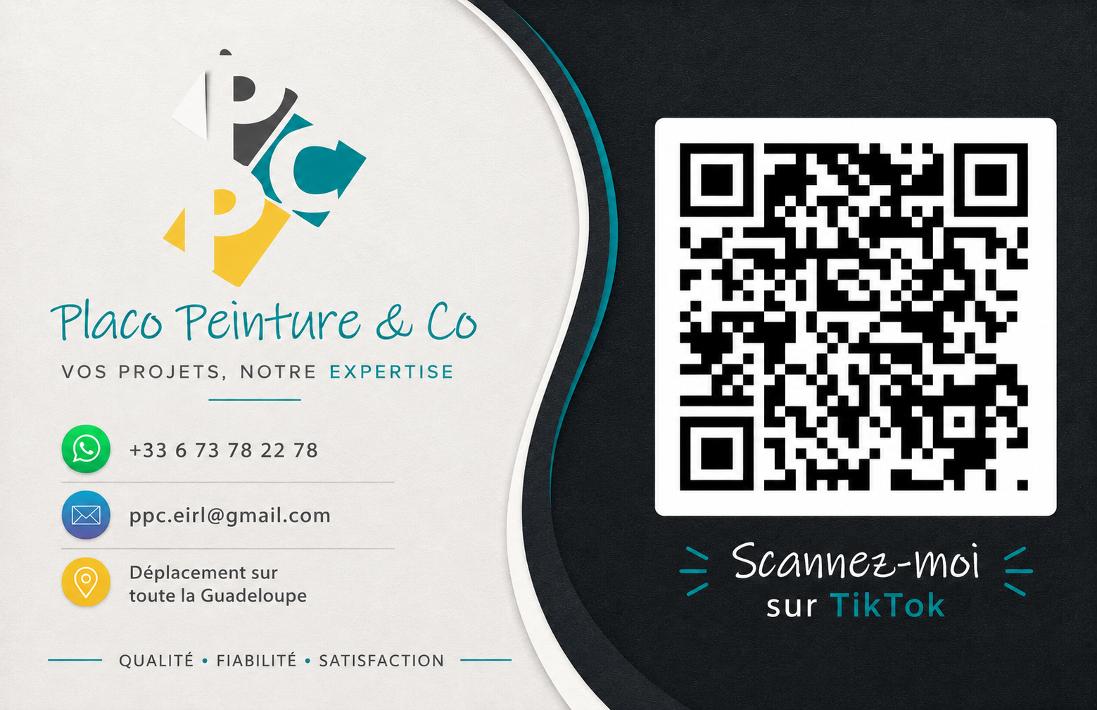 Verso carte de visite Placo Peinture & Co